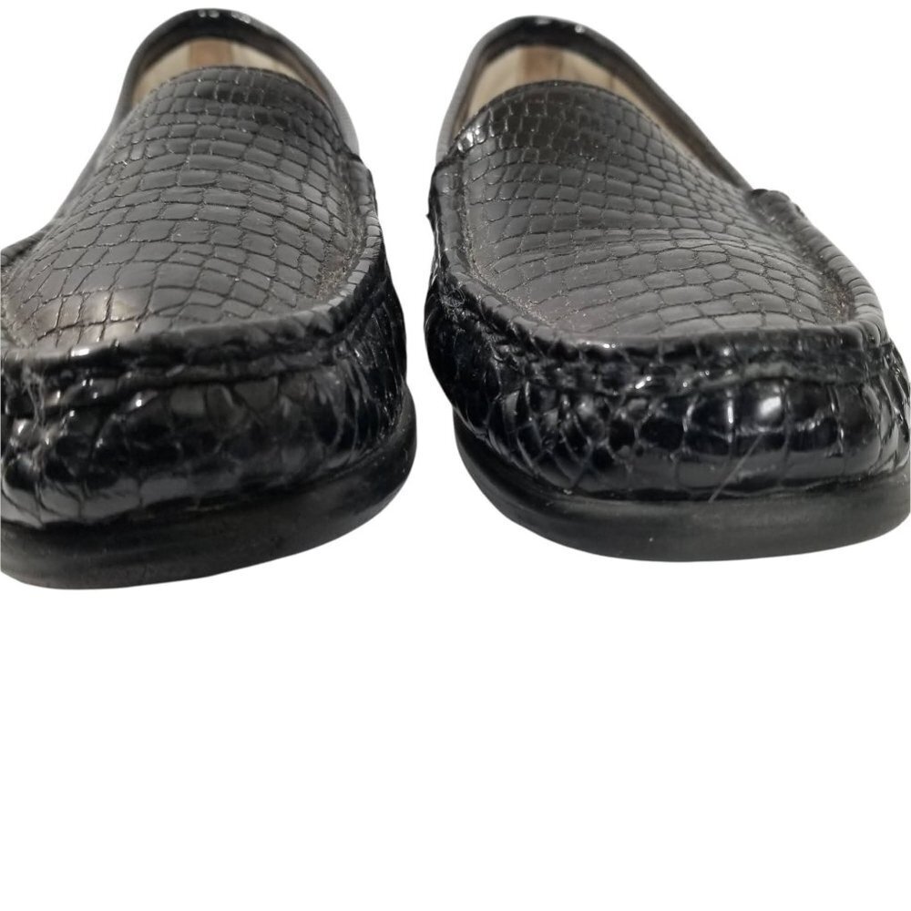 Sas Simplify Women's Black Croc Print Patent Leather Moccasin Flats Loaf… - Picture 3 of 10